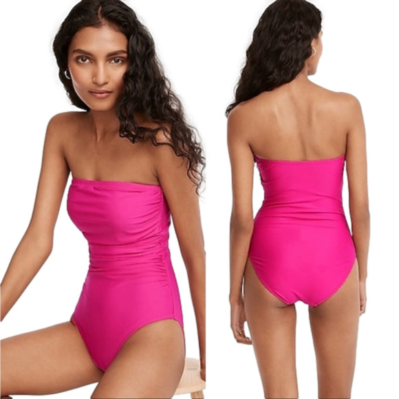 J Crew ruched bandeau one piece strapless or strap slimming swimsuit size 22 - Picture 1 of 16